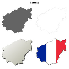 Correze (Limousin) outline map set