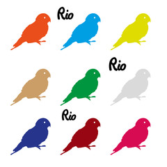 colors parrots icons symbol and Rio text eps10