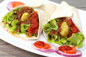 Two tortilla on the plate