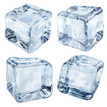 Opaque light blue ice cubes