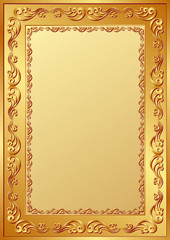 golden background with vintage frame