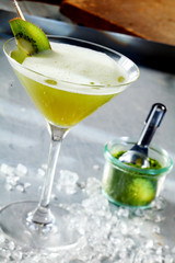 Exotic cocktail flavored with matcha