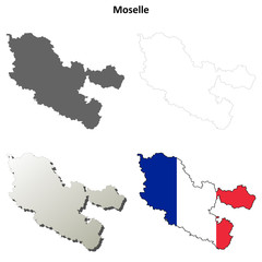 Moselle (Lorraine) outline map set