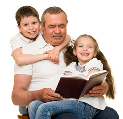 Grandfather and grandchildren portrait