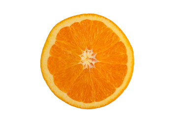 Half orange on isolated white background