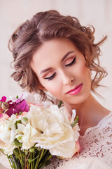 Fototapeta premium Wedding. Beautiful bride. Make-up
