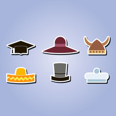 set of monochrome icons with different hats  for your design