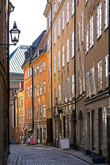 Fototapeta na wymiar Old street in Stockholm. Sweden