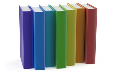 multicolored books in row