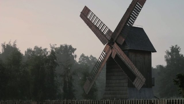 windmill in the morning