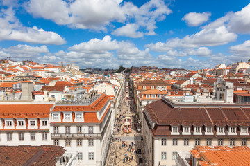 Naklejka na ściany i meble Aerial view of Augusta street near commerce square in Lisbon ,