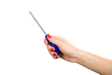Woman's hand holding a screwdriver
