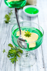 Jelly (Woodruff taste) with Vanilla Sauce