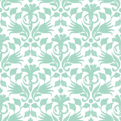 Fototapeta na wymiar Vector abstract green ikat seamless pattern background
