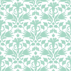 Vector abstract green ikat seamless pattern background