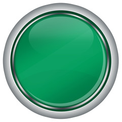 leerer grüner web button, rund mit Chrom-Rand, glossy design, 