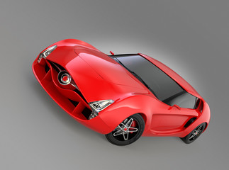  Red sports car on gray background.Original design