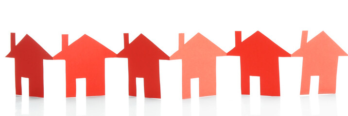 Paper houses isolated on white