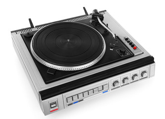 Obraz premium Vintage turntable vinyl record player isolated on white