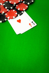 Poker cloth, a deck of cards