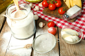 Food ingredients for cooking on table close up