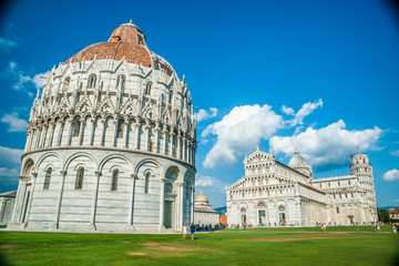 Leaning tower, Baptistery and Duomo, Piazza dei miracoli, Pisa, 