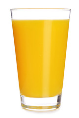 Glass of orange juice isolated on white