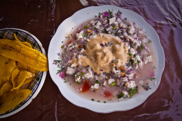 Fish ceviche, typical ecuadorian dish