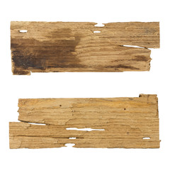 Old wooden planks isolated white background