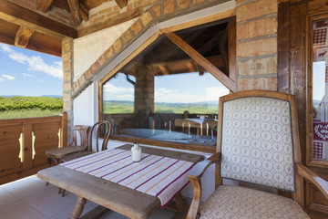 Wooden house terrace view