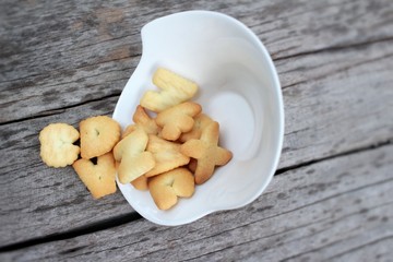 Salty crackers delicious is on the wood background