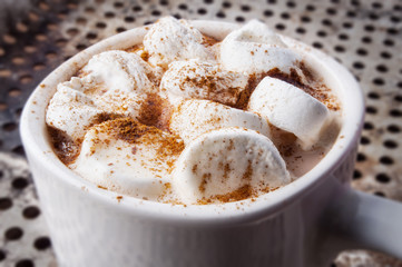 Mug of hot chocolate with marshmallows 