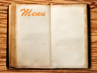 Blank vintage menu book