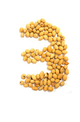 Number three  made by sweets beans with colored sugar coat