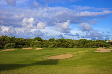 Fototapeta na wymiar Beautiful View of Green Golf Field