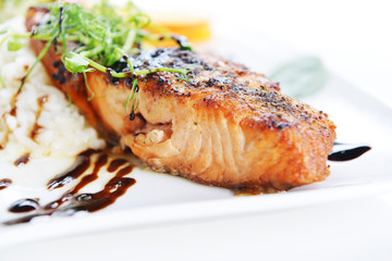 roasted fish and  rice