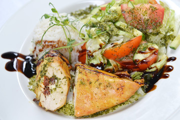 roasted chicken and  rice