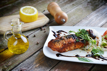 roasted fish and  rice