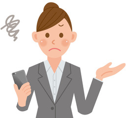 ビジネスウーマン　スマートフォン　わからない