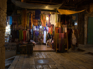 Bazaar in old city Jerusalem at night