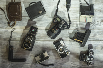 Set of vintage and new cameras - Powered by Adobe