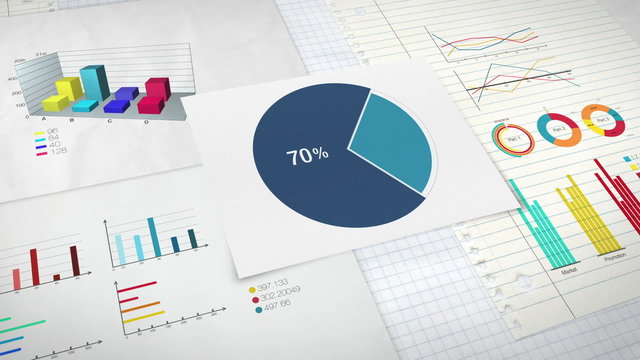 Pie chart indicated 70 percent, various graphic diagram.ver2
