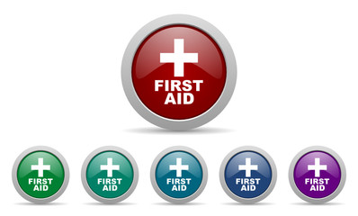 first aid vector web icons set