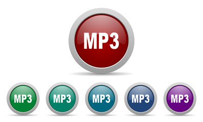 mp3 vector web icons set