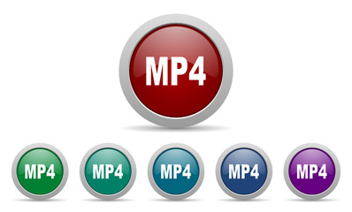 mp4 vector web icons set