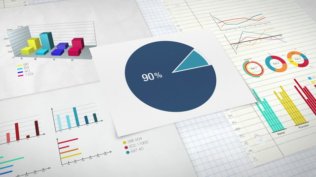 Pie chart indicated 90 percent, various graphic diagram.ver2 