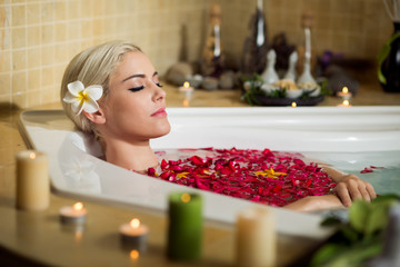 Woman in spa center