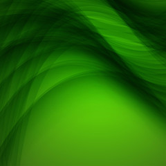 Abstract green background with wave. Vector illustration