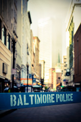 Fototapeta na wymiar Baltimore Police Barrier