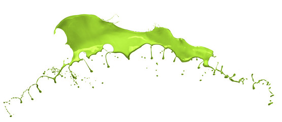 Isolated shot of green paint splash on white background10
